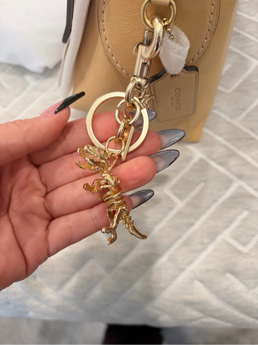 gold  T-Rex dinosaur keychain